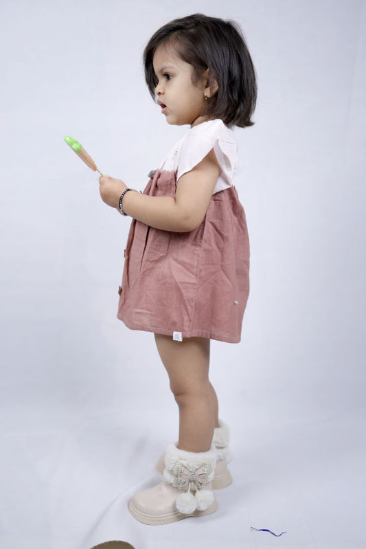 Berry Cream Button Dress