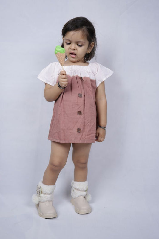 Berry Cream Button Dress